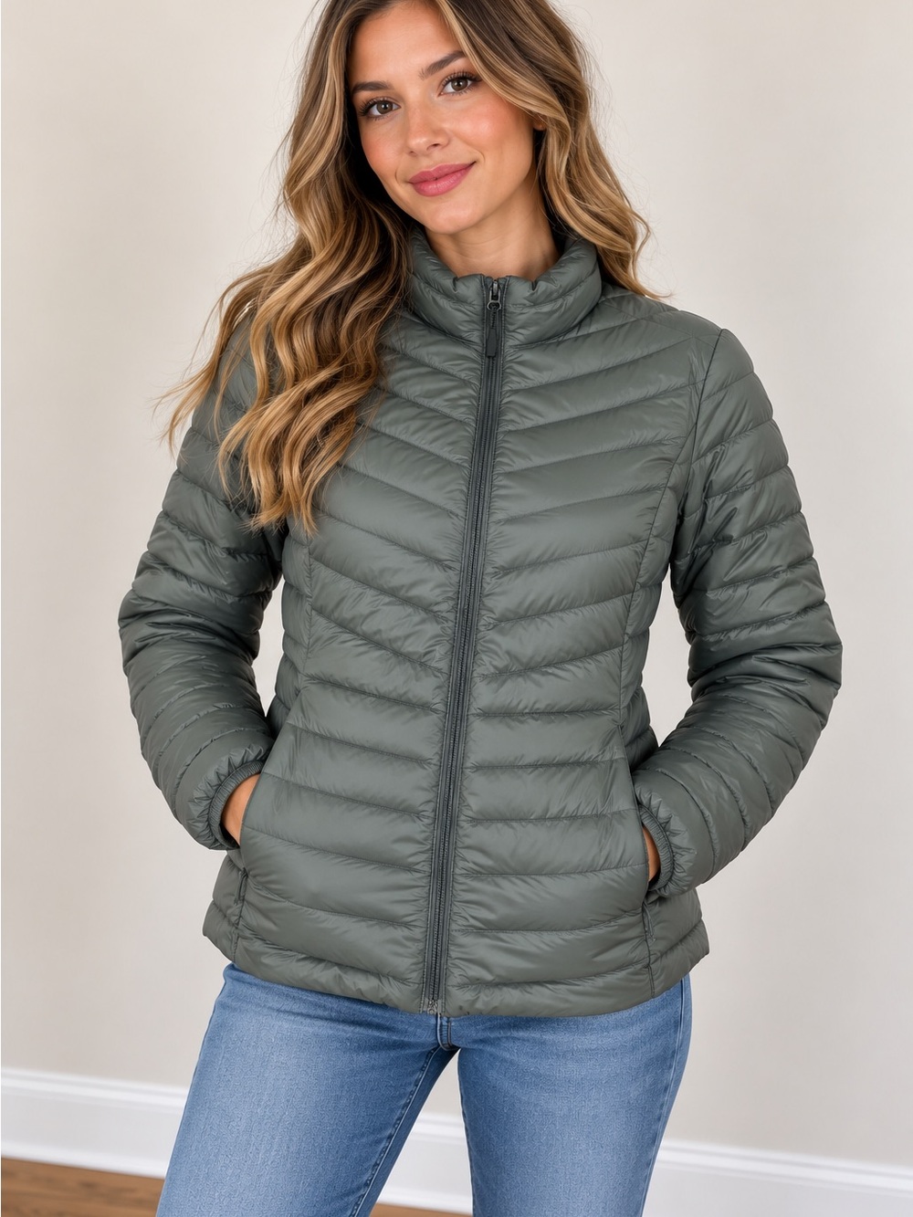 NWOT 32 Degrees Olive Green Quilted Lightweight Puffer Jacket